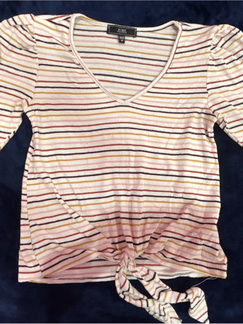 Vibe Sportswear Rainbow Stripe Top Women's Size M Summer Casual